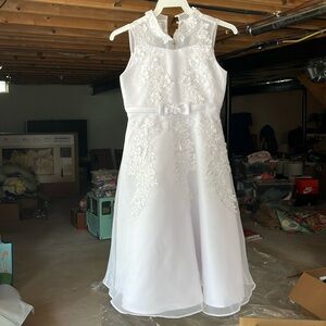 First Communion dress, shawl, and veil